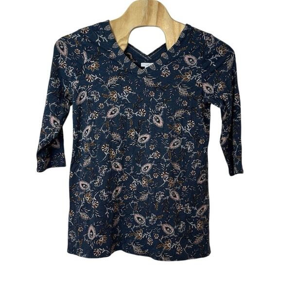 J. Jill Tops - J. Jill Women’s V-Neck Tunic Top Size M Tall Floral Casual Church Artsy Office